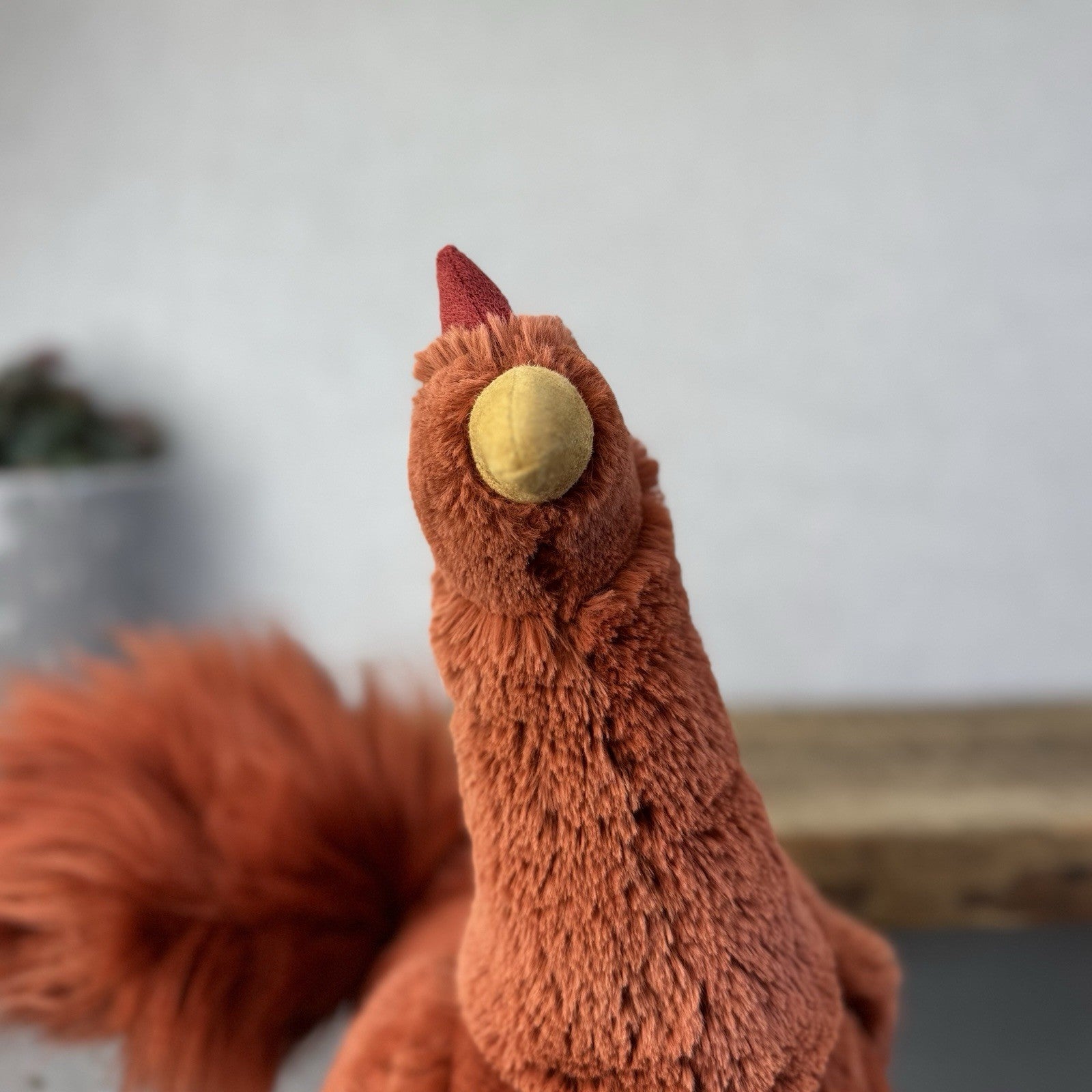 Jellycat Robbie Rooster - Red Fluffy Rooster Plush Beanie Soft Toy Chicken 12"
