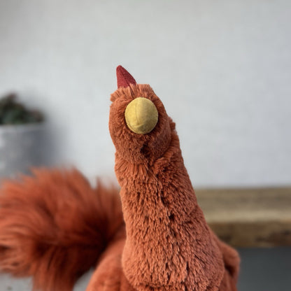 Jellycat Robbie Rooster - Red Fluffy Rooster Plush Beanie Soft Toy Chicken 12"