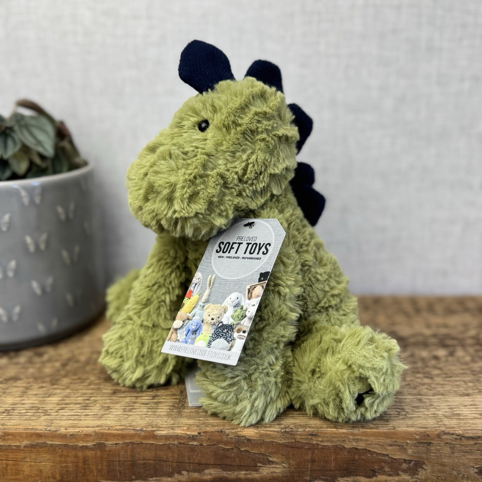 Joules Plush Green Dinosaur 8" Soft Toy - Medium Beanie Green Dino Plush Teddy 