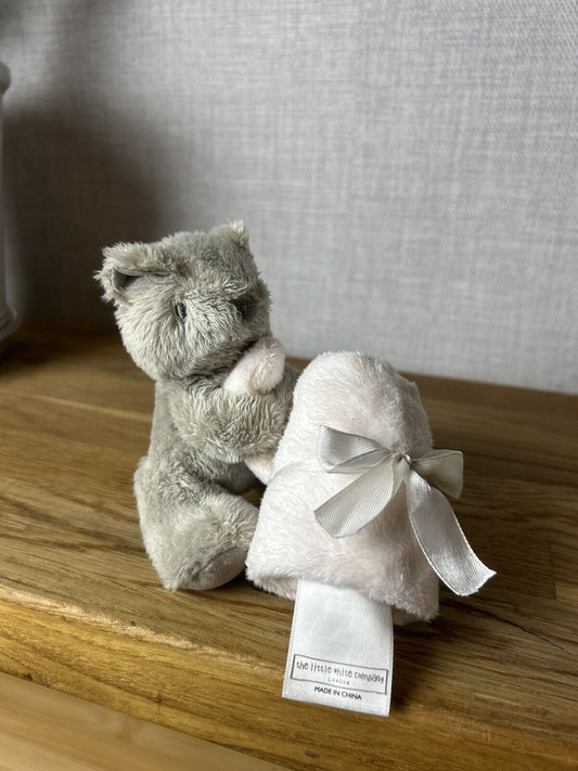 The Little White Company Buttons Bear Comforter - Girls Comforter - Soother Pink