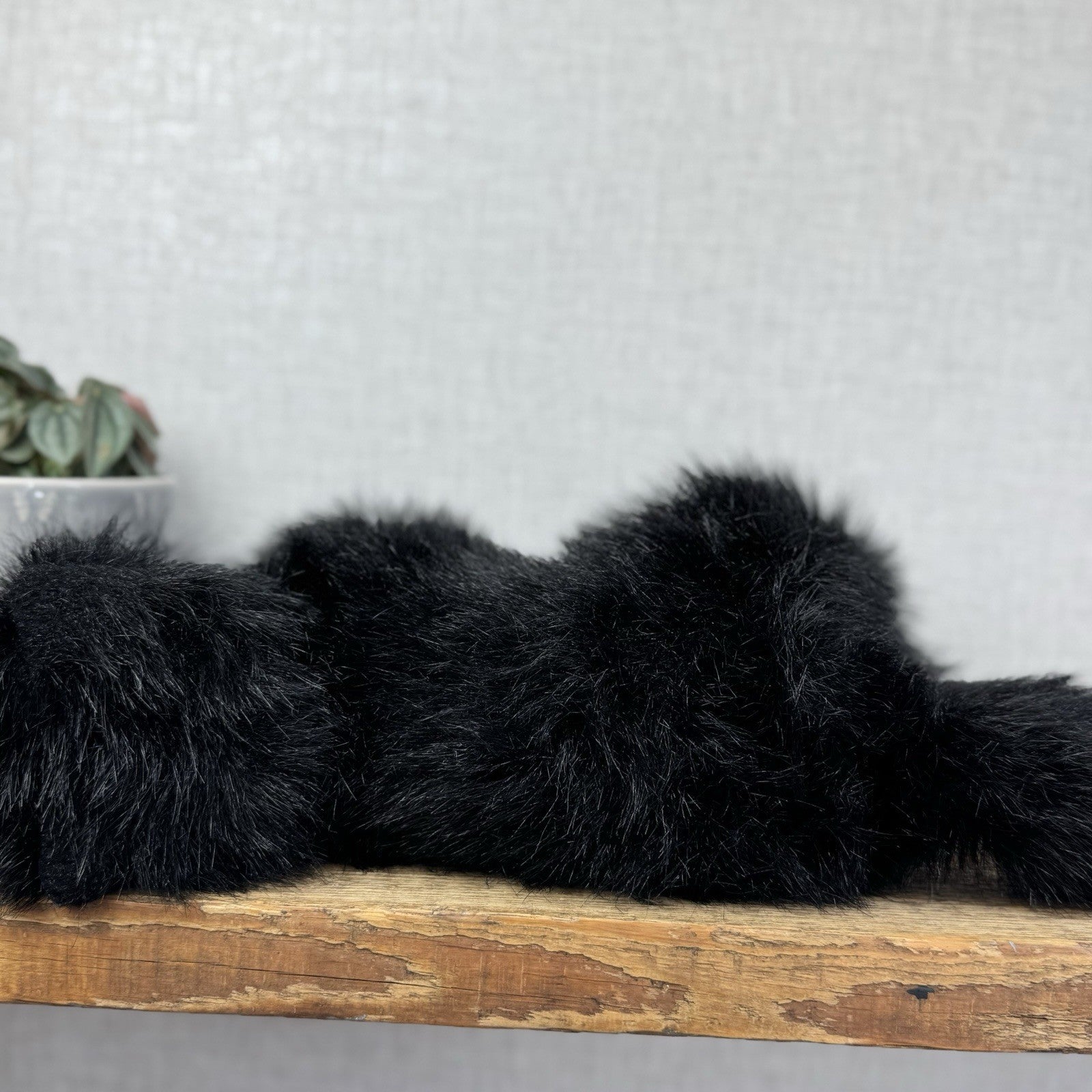 Russ All Black Fluffy Cat Sassy - Green Eyes Realistic Black Cat Plush Rare 15”