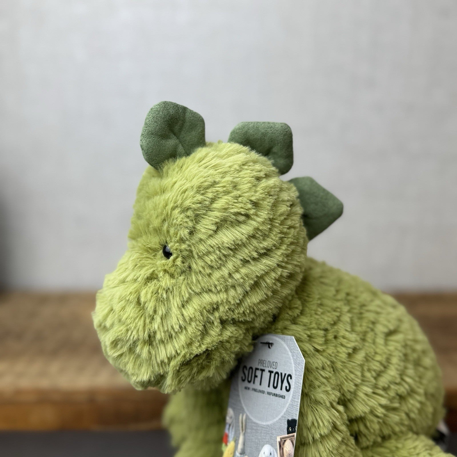 Jellycat Medium Fuddlewuddle Dinosaur - Green Sitting Textured Dinosaur Soft Toy