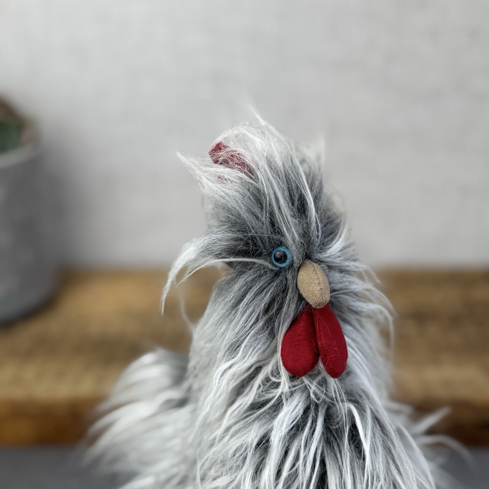 Jellycat Roger Rooster - Grey Hairy Rooster Soft Toy Small Rare/Retired 8"