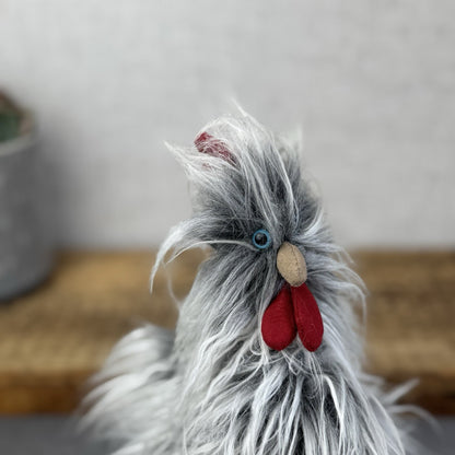 Jellycat Roger Rooster - Grey Hairy Rooster Soft Toy Small Rare/Retired 8"