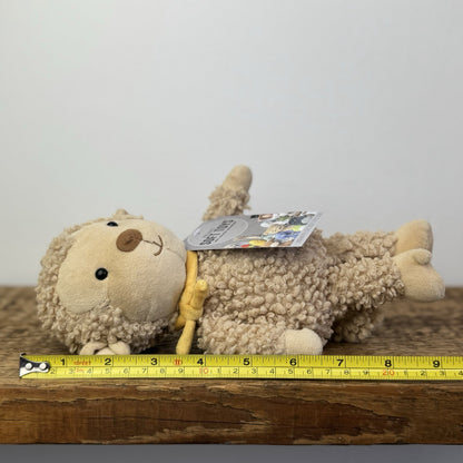 Jellycat Fuzzkin Monkey - Small Light Brown Monkey Beanie Neck Tie Retired 9"