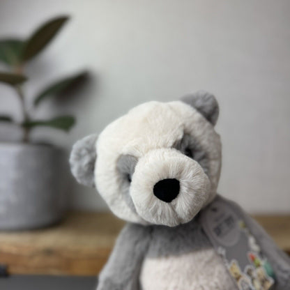 Jellycat Medium Buckley Panda - Snugglet Panda - Grey & White Beanie Panda 14”