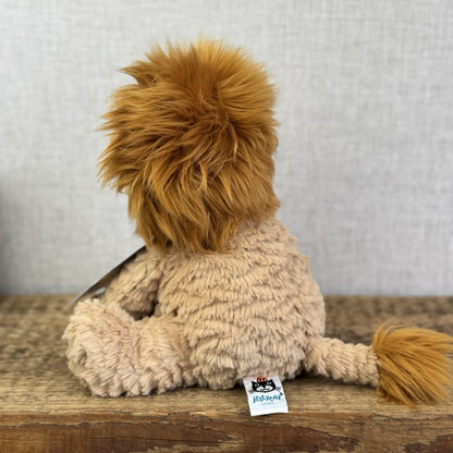 Jellycat Medium Fuddlewuddle Lion - Textured Sitting Lion Beanie Soft Toy 9”