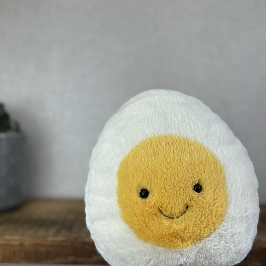 Jellycat Large Amuseable Egg - Large Smiling Egg Plush Beanie Retired 10"