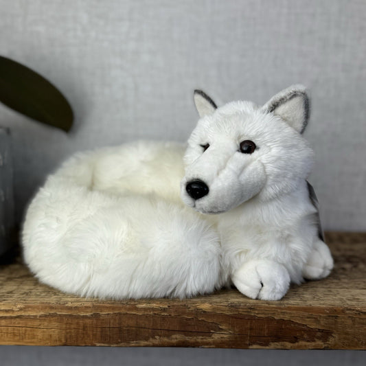 Vintage Arctic Fox - Curled Fox/white Wolf Soft Toy Beanie Super Soft Beautiful
