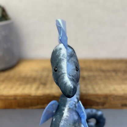 Jellycat Coral Cutie Seahorse Soft Toy - Blue Velour Sea Horse Soft Toy 8"