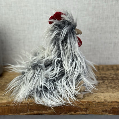 Jellycat Roger Rooster - Grey Hairy Rooster Soft Toy Small Rare/Retired 8"