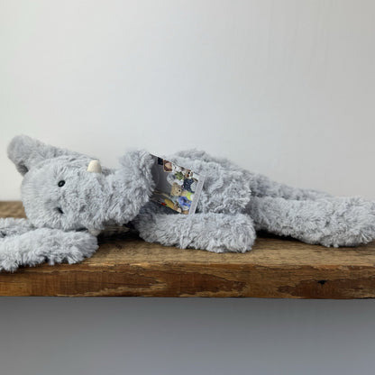 Jellycat Bobo Elephant - Grey Textured Beanie Soft Toy Retired Rare Vintage 14"