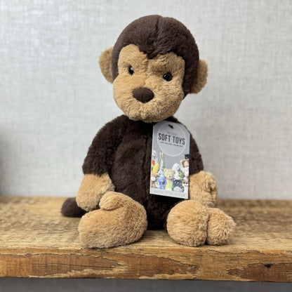 Jellycat Wumper Monkey - Deep Brown Super Soft Monkey Soft Beanie Retired 12”