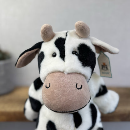 Jellycat Medium Squidgy Black & White Cow - Beanie Cow Vintage Rare With Tags