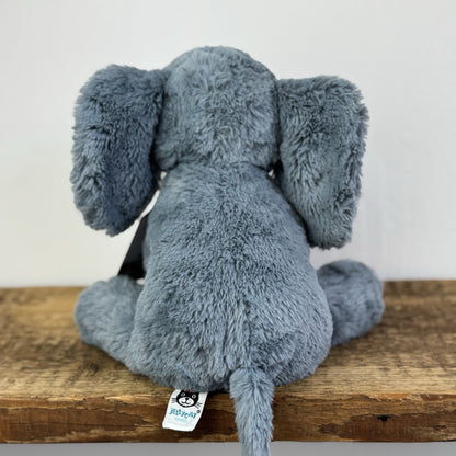 Jellycat Medium Huggady Elephant - Blue Beanie Elephant Rare/Retired 11"