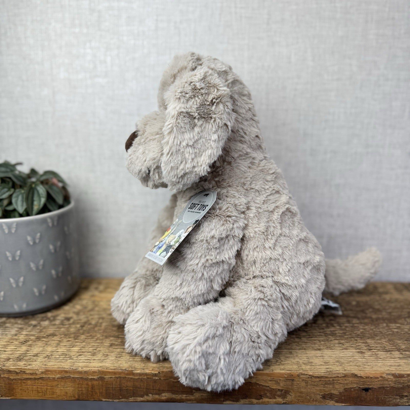 Jellycat Large Riley Fuddlewuddle Pup - Light Grey White Company Exclusive 12"