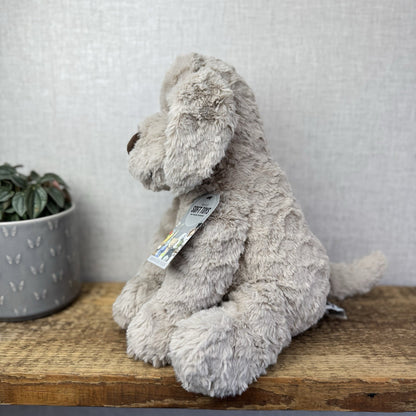 Jellycat Large Riley Fuddlewuddle Pup - Light Grey White Company Exclusive 12"