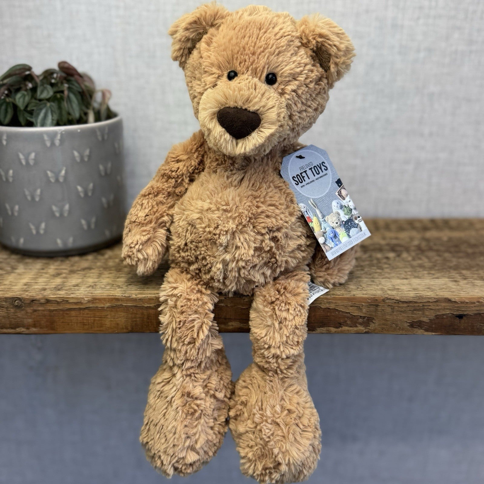 Jellycat Medium Skiffles Bear - Big Foot Jellycat Vintage Rare Beanie Bear 14"