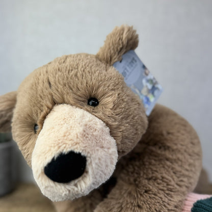 Jellycat Large Laying Woody Bear - Huge Brown Beanie Bear Large Retired 25”