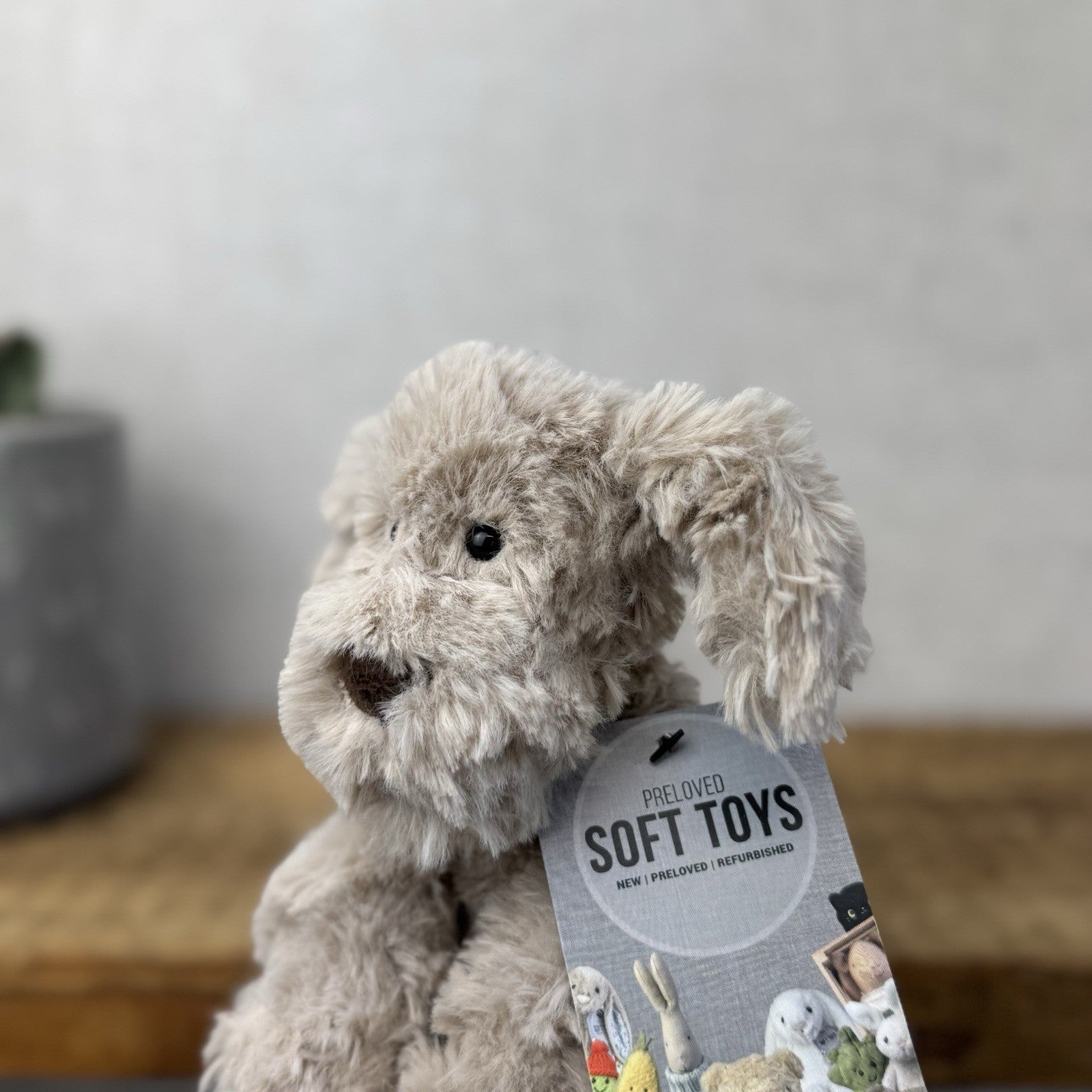 Jellycat Small Riley Fuddlewuddle Pup - Beige/Grey White Company Exclusive 6”