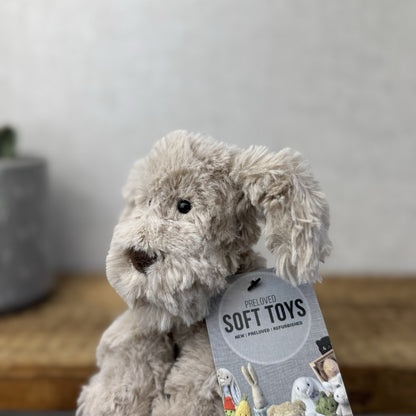 Jellycat Small Riley Fuddlewuddle Pup - Beige/Grey White Company Exclusive 6”