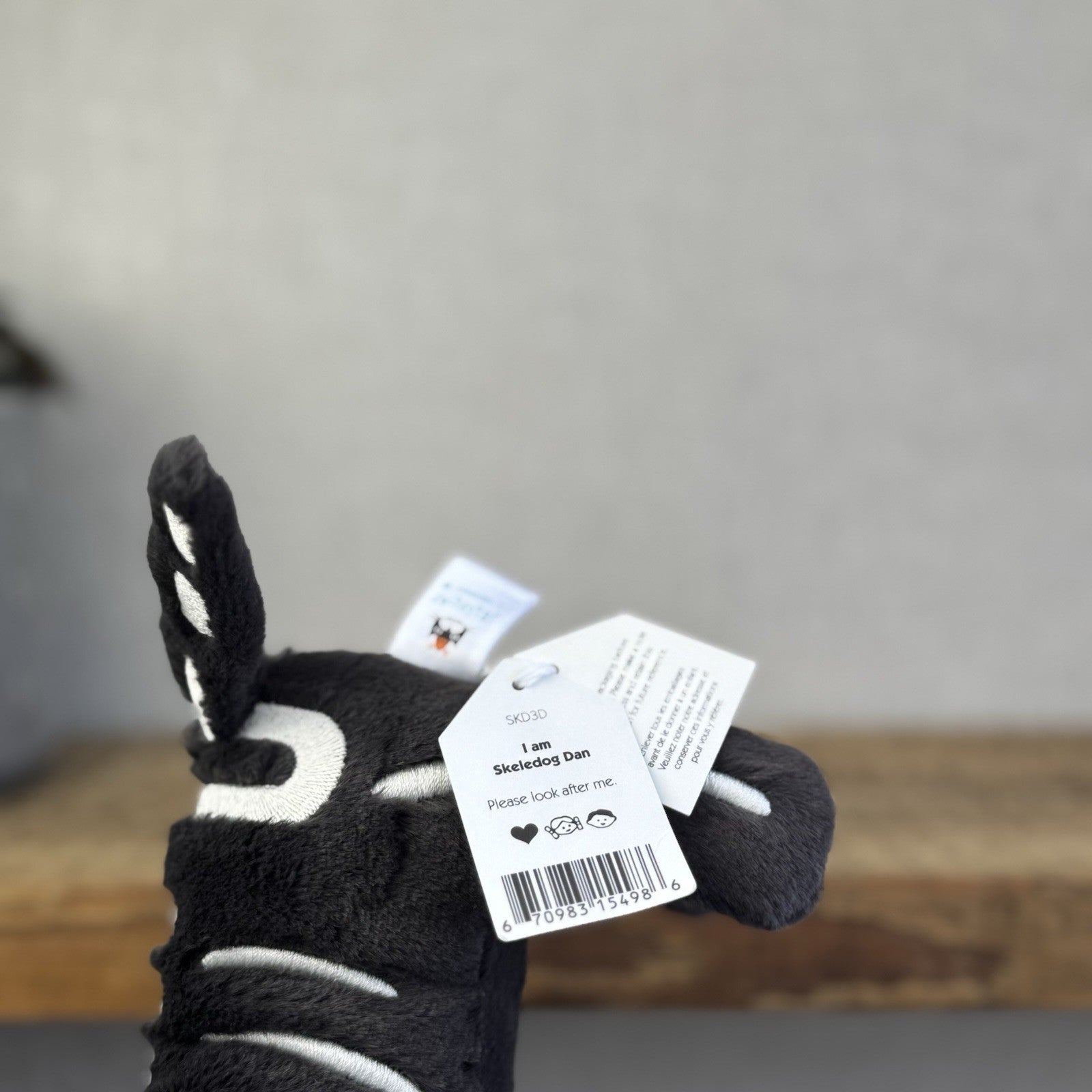 Jellycat Skeledog Dan - Skeleton Dog Beanie Plush Toy Collectible NWT 8"