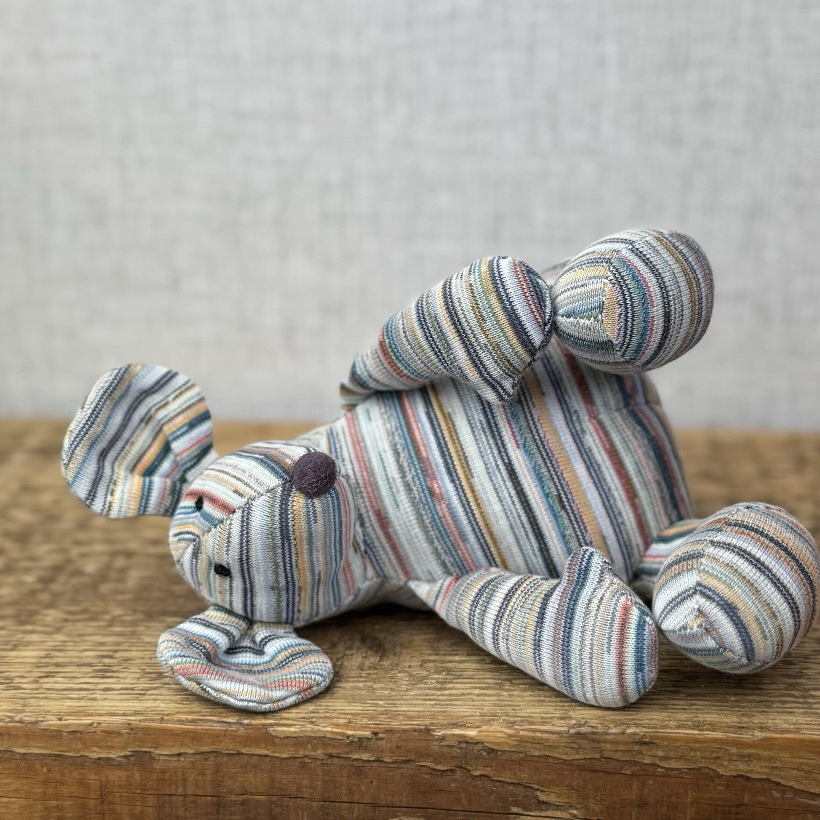 Muji X Jellycat Collaboration Mouse Stripe Retired - Recycled Yarn Soft Toy