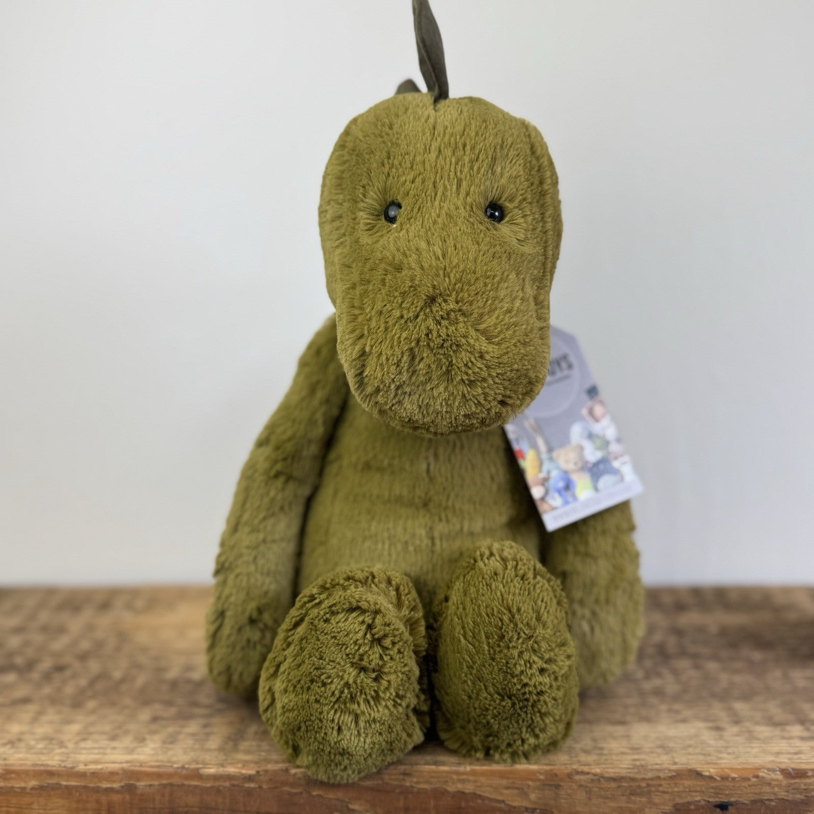 Jellycat Large Bashful Dinosaur - Large Olive Green Dinosaur Retired Rare 16"