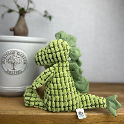 Jellycat Doppy Dino - Cordy Dino Small - Green & Dark Green 10” (1)