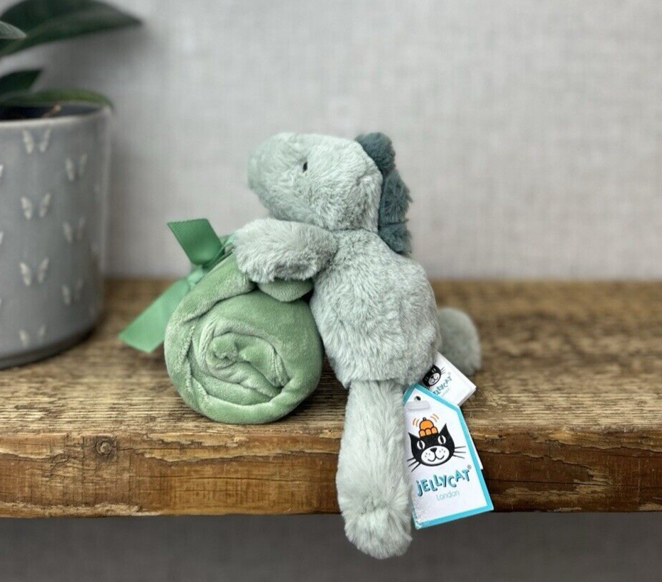 Jellycat Green Shooshu Dinosaur - Dino Comforter Soother - Super Soft Comforter