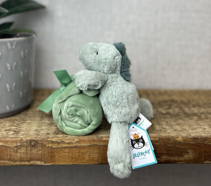 Jellycat Green Shooshu Dinosaur - Dino Comforter Soother - Super Soft Comforter