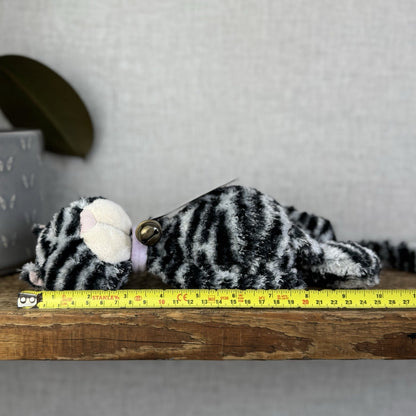 Jellycat Miaow Bella Expresso Cat - Grey/Black Striped Cat Collar With Bell 12"