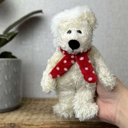 Jellycat Jingly Polar Bear Tot - White Polar Bear Tot In Christmas Hat/scarf 7”