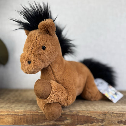 Jellycat Medium Clover Pony - US Version Medium Chestnut Brown Pony Plush 12"