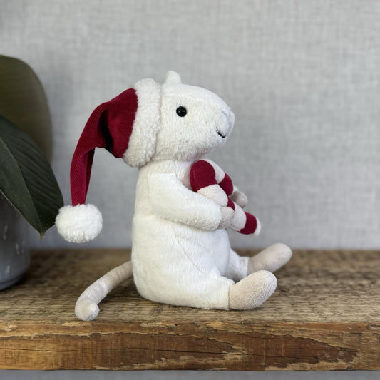 Jellycat Merry Mouse - Mouse With Candycane & Hat Retired Christmas Mouse 8"