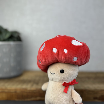 Jellycat Fun Guy Robbie - Red Mushroom Kawaii Beanie Velour Retired 8”
