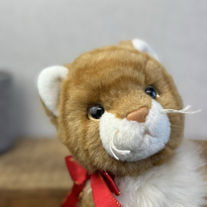 TY Classic Plush "Kitty" Orange Ginger Tabby Cat Beanie Large Seated Retired
