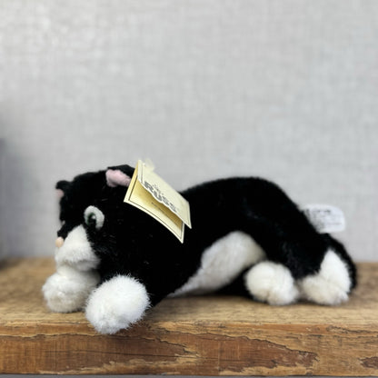 Russ Buttons The Cat Beanie - Black Cat White Paws - Vintage Kitty Plush 9"