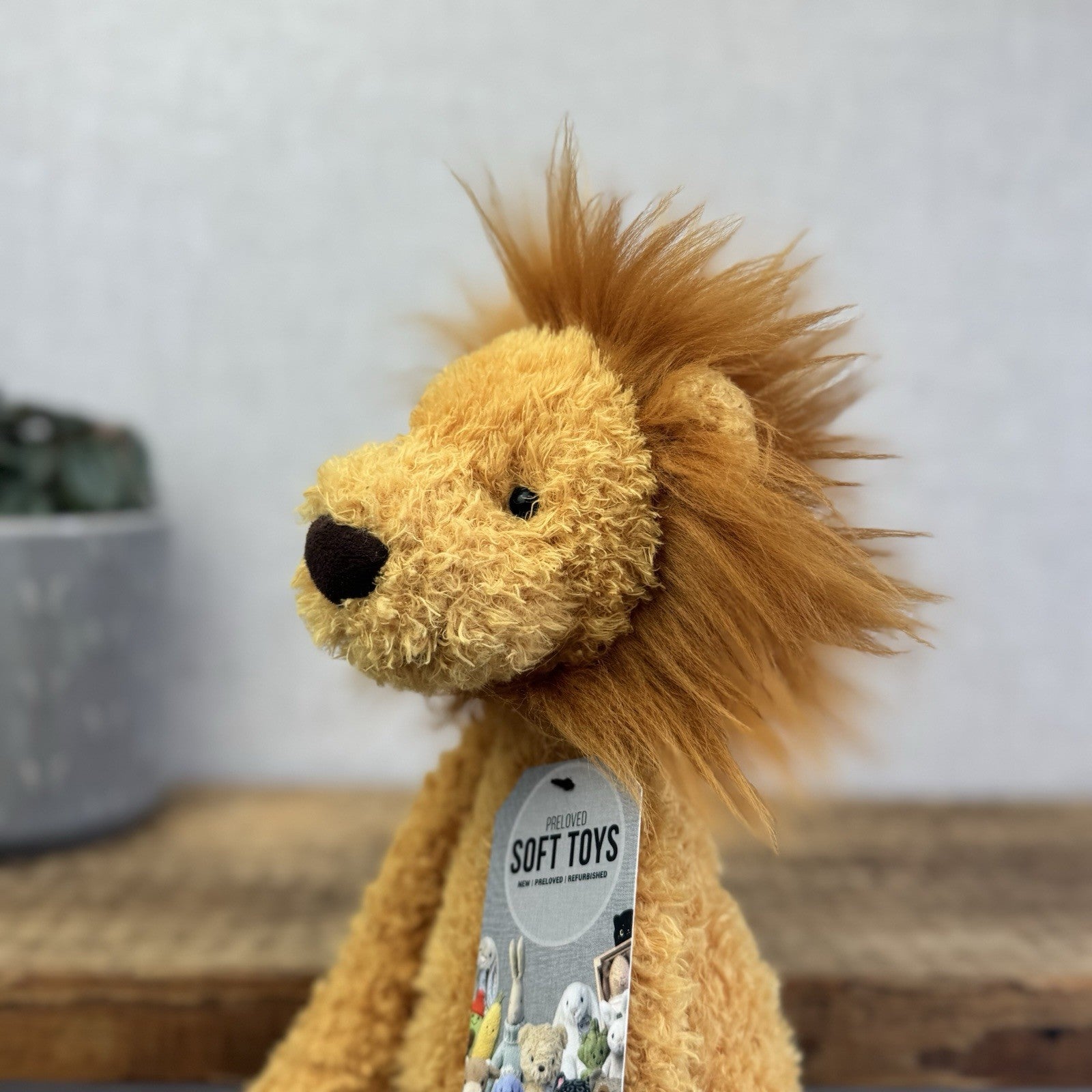 Jellycat Wild Thing Lion - Light Yellow Curly Long Legs Wild Cat Beanie Plush