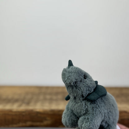 Jellycat Mini Fossily Triceratops - Tiny Dinosaur Beanie Plush Mini Dino 6"