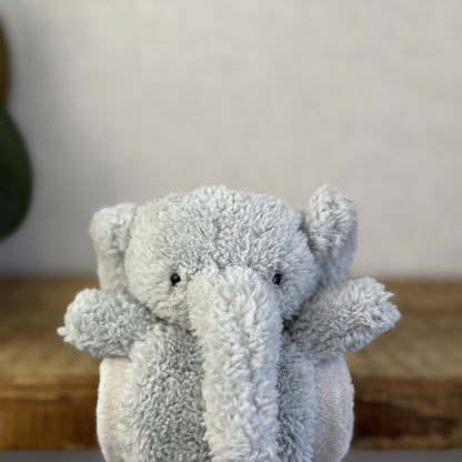 Jellycat Nugget Elephant Roll Up Comforter - Grey Elephant Comfort Blanket Baby 