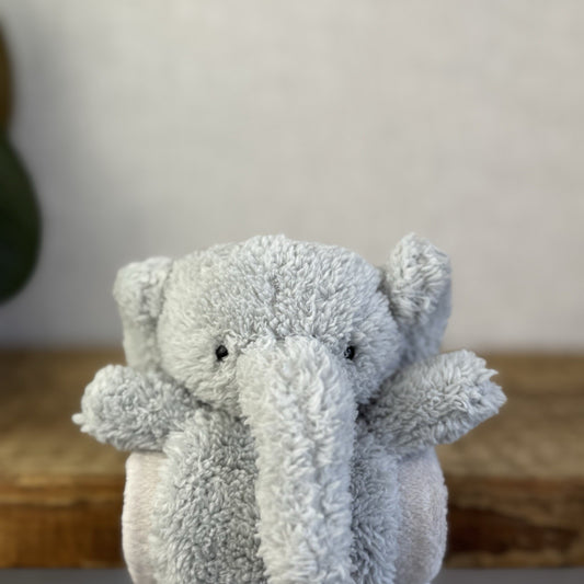 Jellycat Nugget Elephant Roll Up Comforter - Grey Elephant Comfort Blanket Baby 