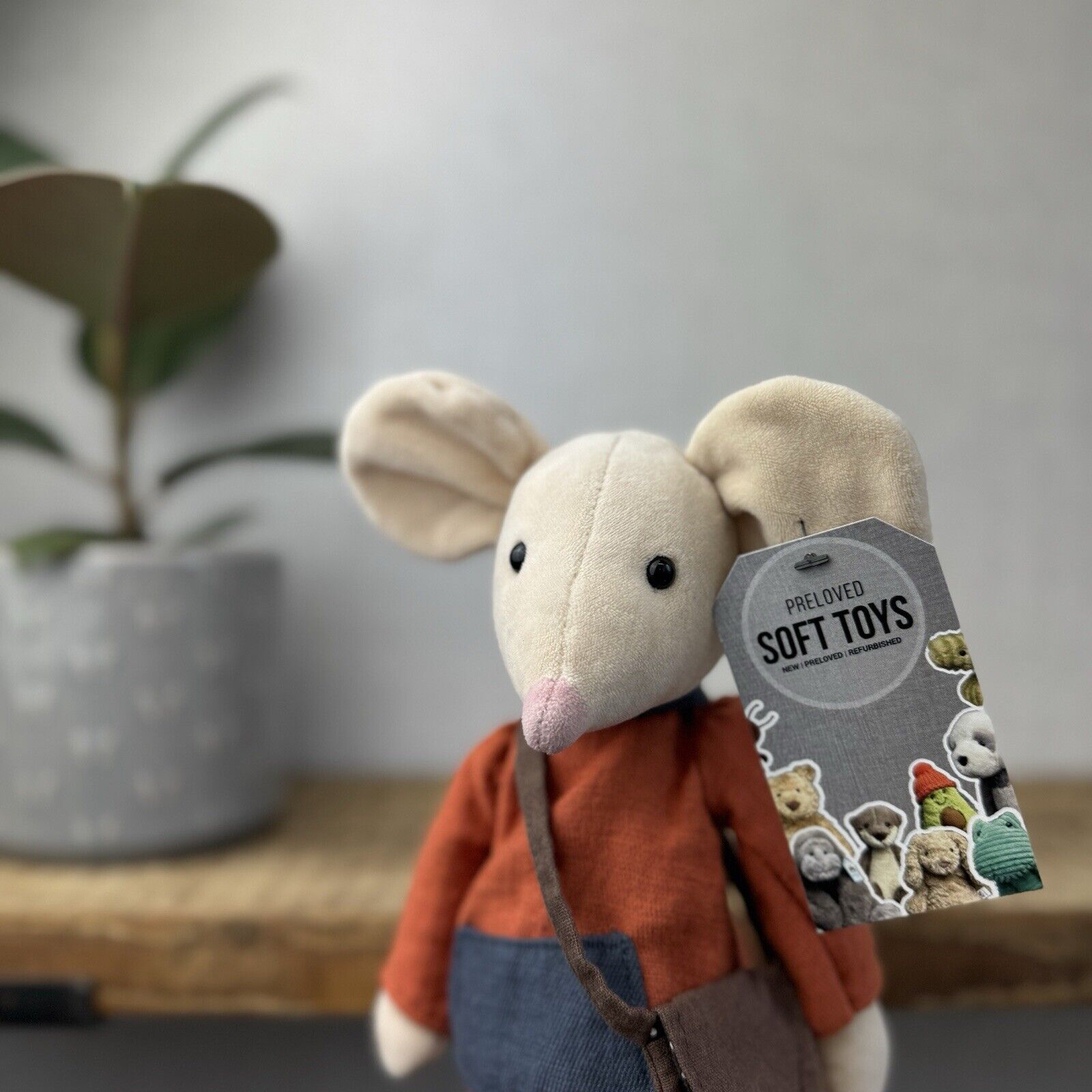 Jellycat Pedlar Mouse - Jellycat Mouse With Clothes & Bag Retired Rare 12"