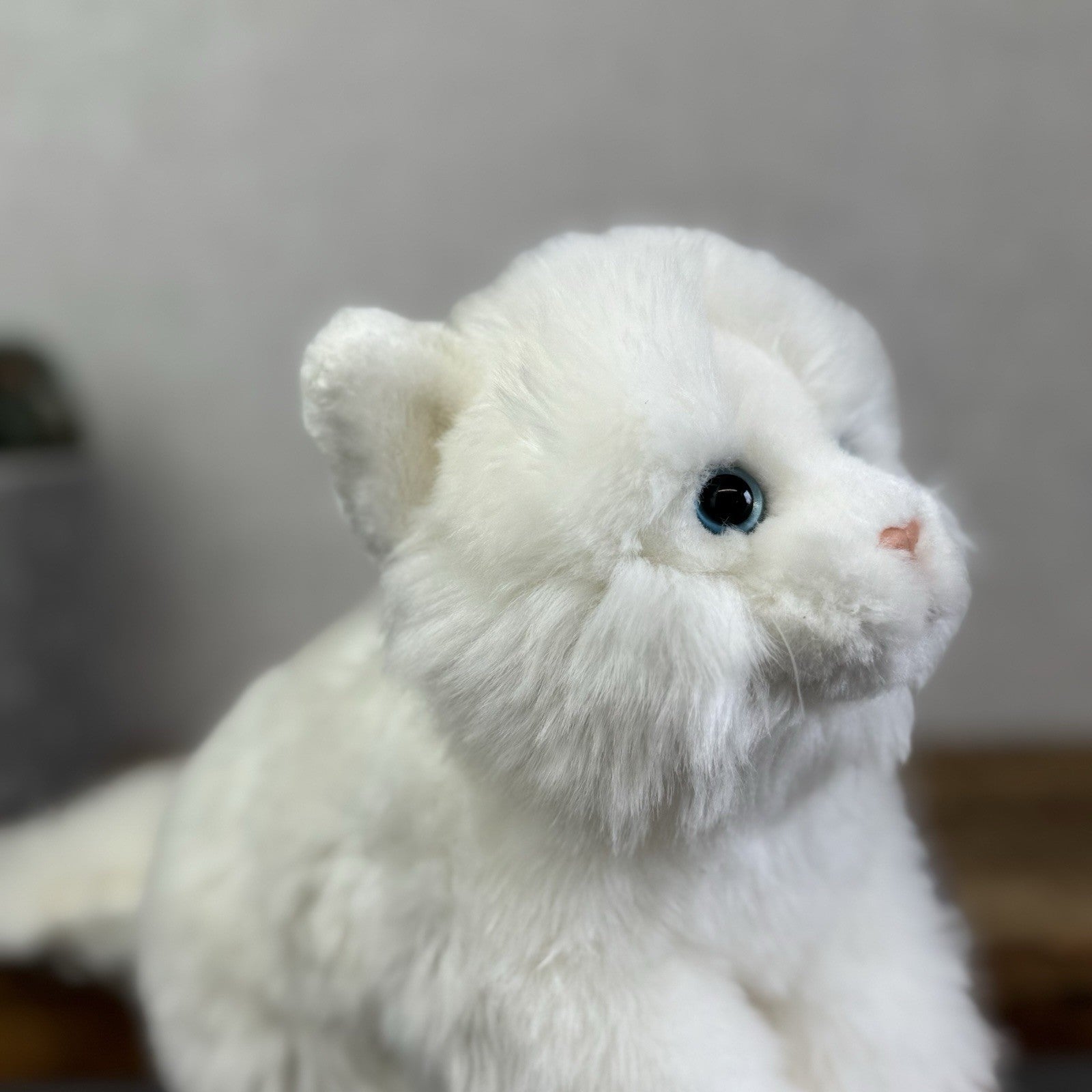 Animal Alley Realistic White Fluffy Cat - Fluffy Beanie Mini Cat Soft Toy 8"