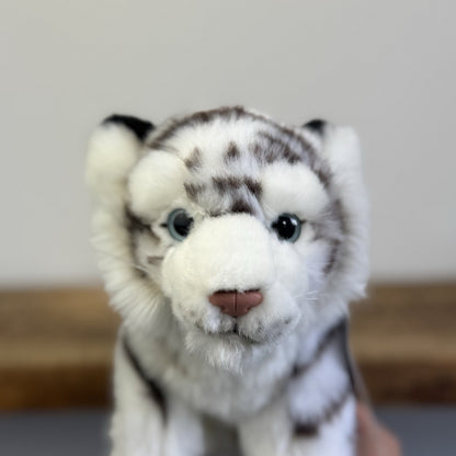 Living Nature White Tiger Soft Toy - Small White/Grey Wild Cat Beanie Plush
