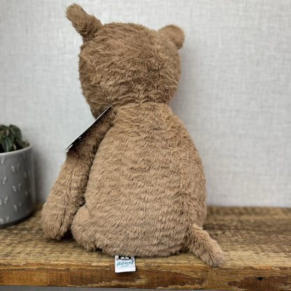 Jellycat Large Cocoa Bear - Big Brown Textured Bear Beanie Retired Large 17"