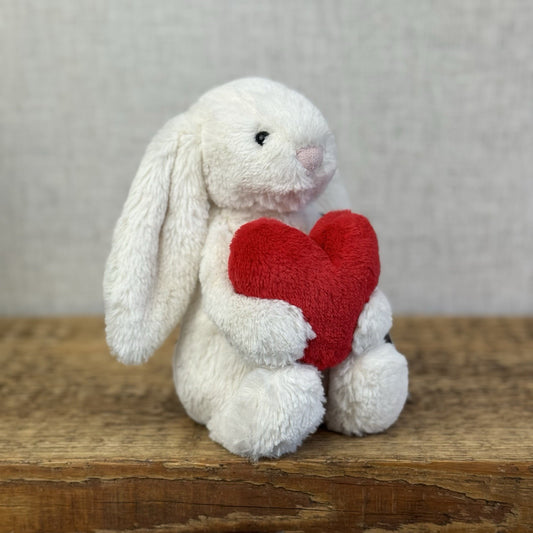 Jellycat Bashful Red Love Heart Bunny Small Bashful Cream Bunny With Heart 8”