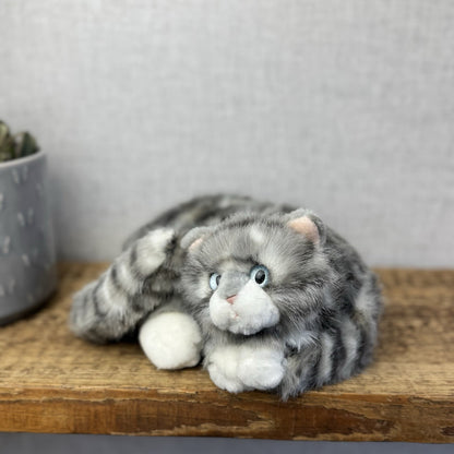 Russ Berrie Grey Tabby Cat Shadow Blue Eyes Sleeping Soft Toy Vintage Beanie
