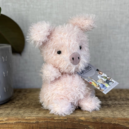 Jellycat Little Pig - Fluffy Pink Piglet Soft Toy Small Curly Fur Retired 7"