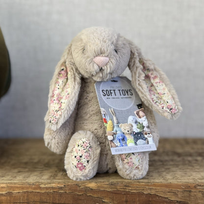 Jellycat Small Bea Beige Blossom Bashful Bunny - Floral Ears & Feet Neutral 8”